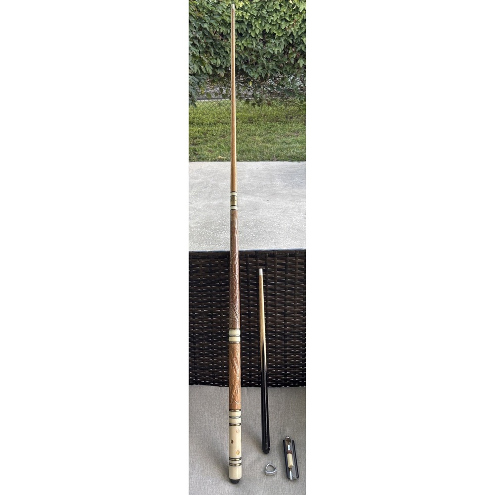 CREST Pool Que 4-Piece Stick Quality 57.5" Snooker Cue Tip Repair Kit Clamp Vntg